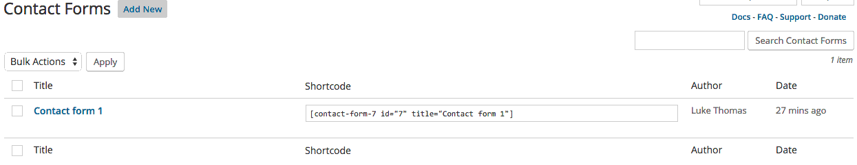 installing Contact form 7